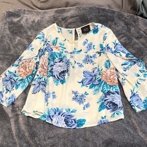W5 Blue and Cream Floral Blouse